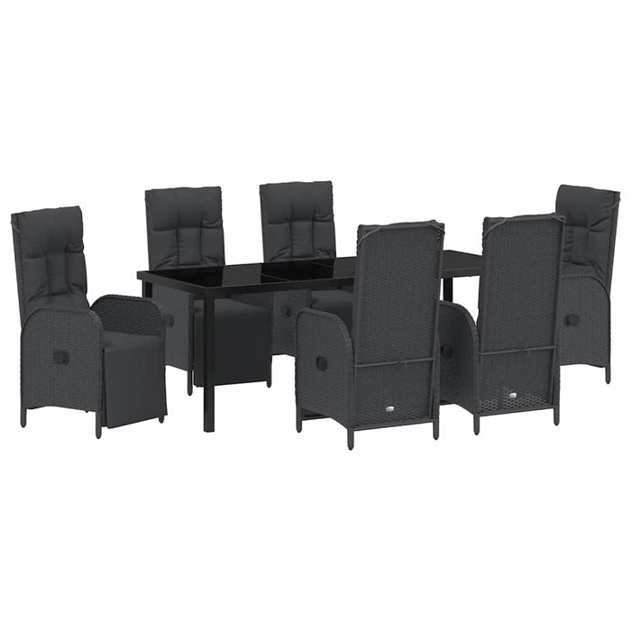 Set de masă pentru grădină cu pernă 7 pcs Negru poliratan - WALTI WALTI