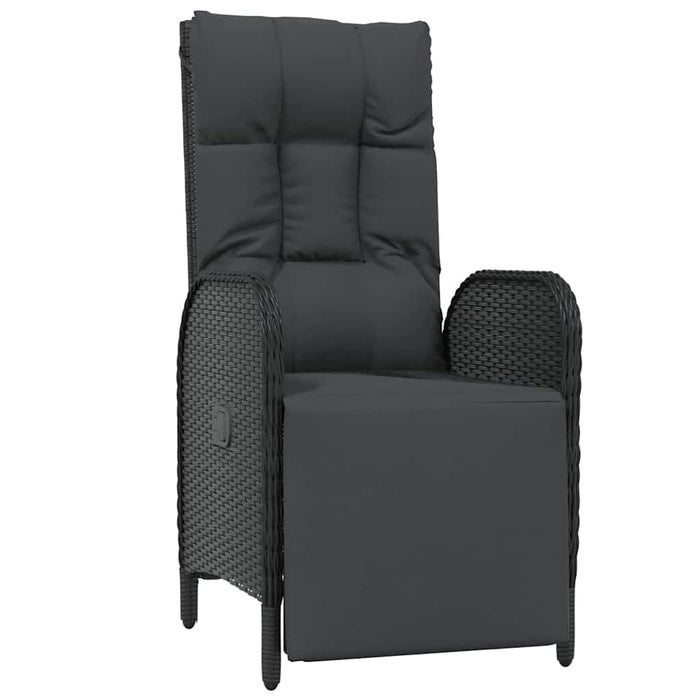 Set de masă pentru grădină cu pernă 7 pcs Negru poliratan - WALTI WALTI