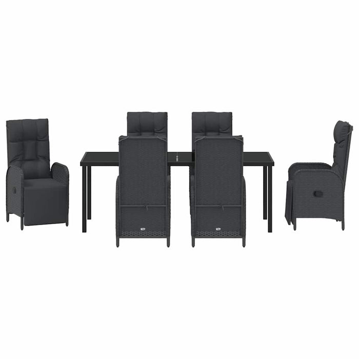 Set de masă pentru grădină cu pernă 7 pcs Negru poliratan - WALTI WALTI