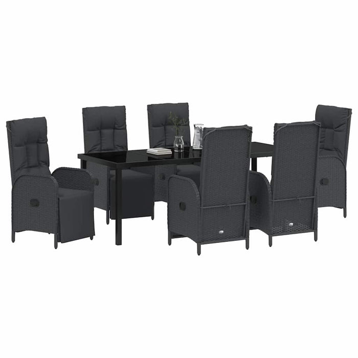 Set de masă pentru grădină cu pernă 7 pcs Negru poliratan - WALTI WALTI