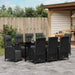 Set de masă pentru grădină cu pernă 9 pcs Negru poliratan - WALTI WALTI