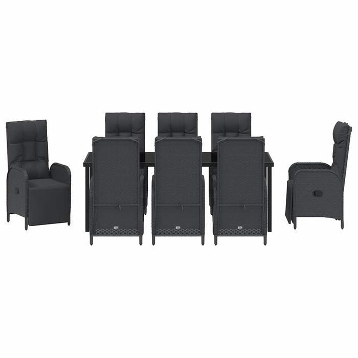 Set de masă pentru grădină cu pernă 9 pcs Negru poliratan - WALTI WALTI