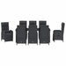 Set de masă pentru grădină cu pernă 9 pcs Negru poliratan - WALTI WALTI
