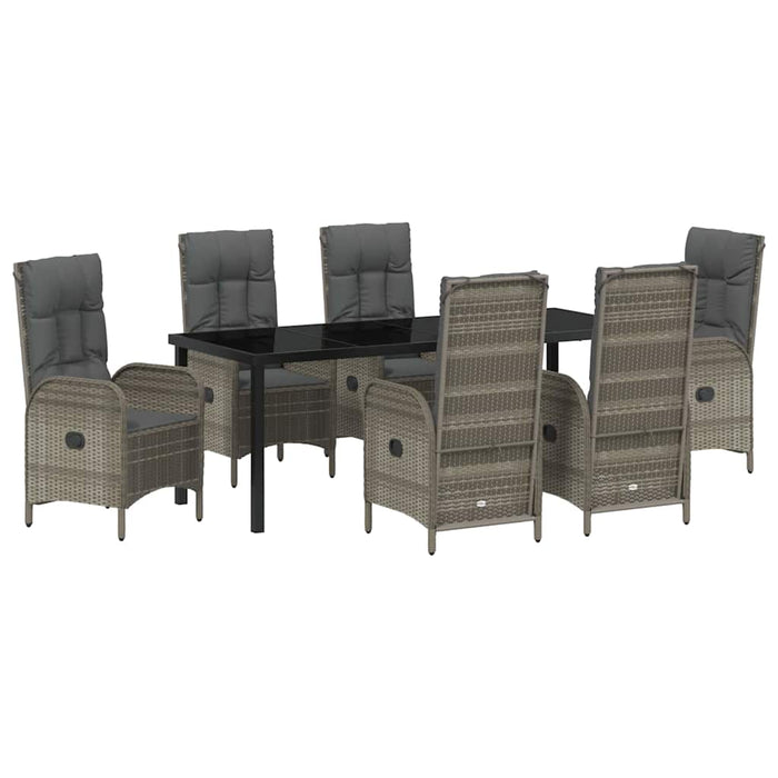 Set de masă pentru grădină cu pernă 7 pcs Gri poliratan - WALTI WALTI
