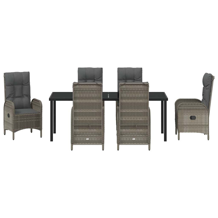 Set de masă pentru grădină cu pernă 7 pcs Gri poliratan - WALTI WALTI