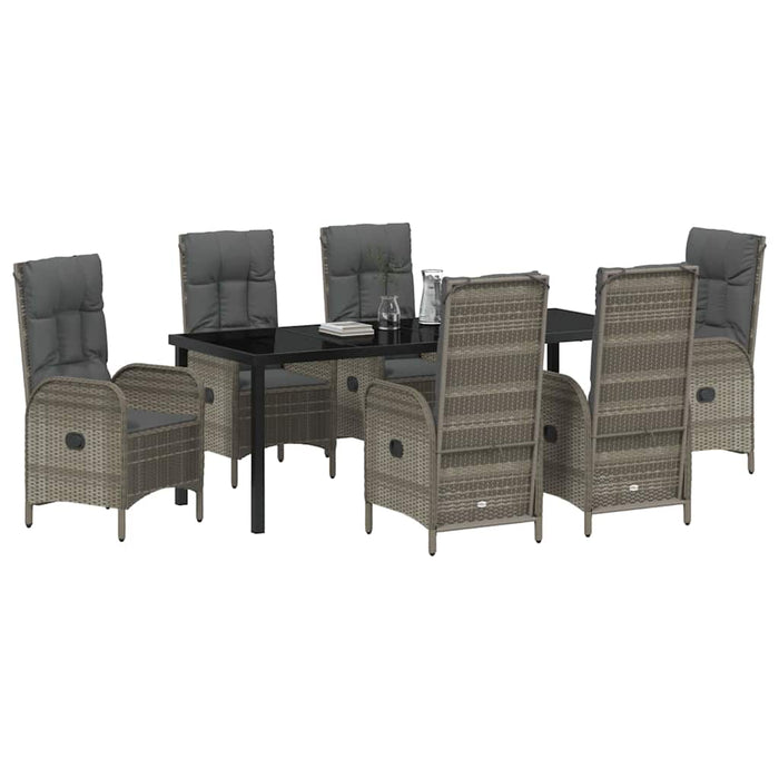 Set de masă pentru grădină cu pernă 7 pcs Gri poliratan - WALTI WALTI