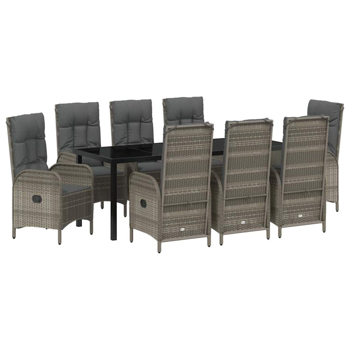 Set de masă pentru grădină cu pernă 9 pcs Gri poliratan - WALTI WALTI