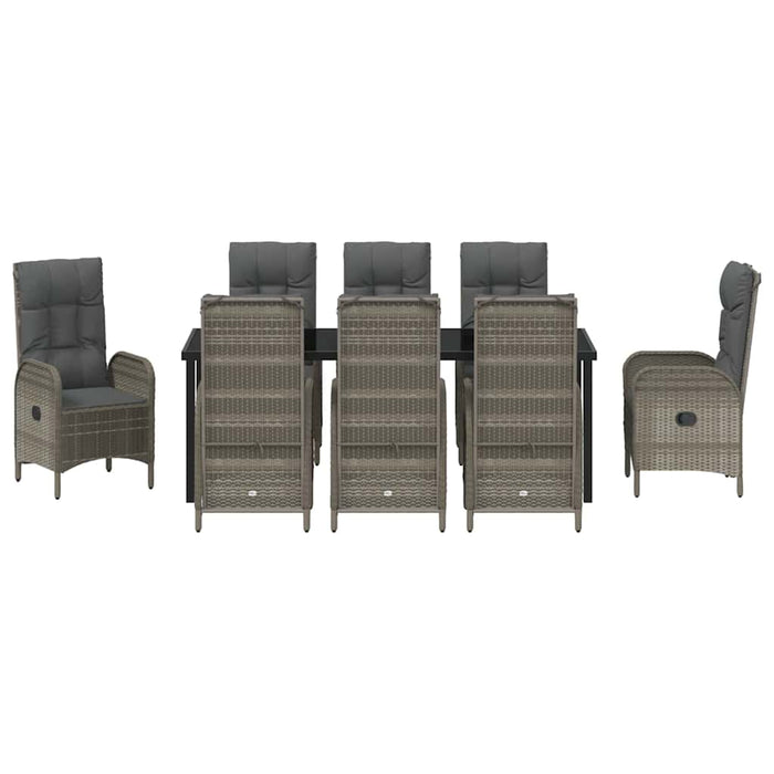 Set de masă pentru grădină cu pernă 9 pcs Gri poliratan - WALTI WALTI
