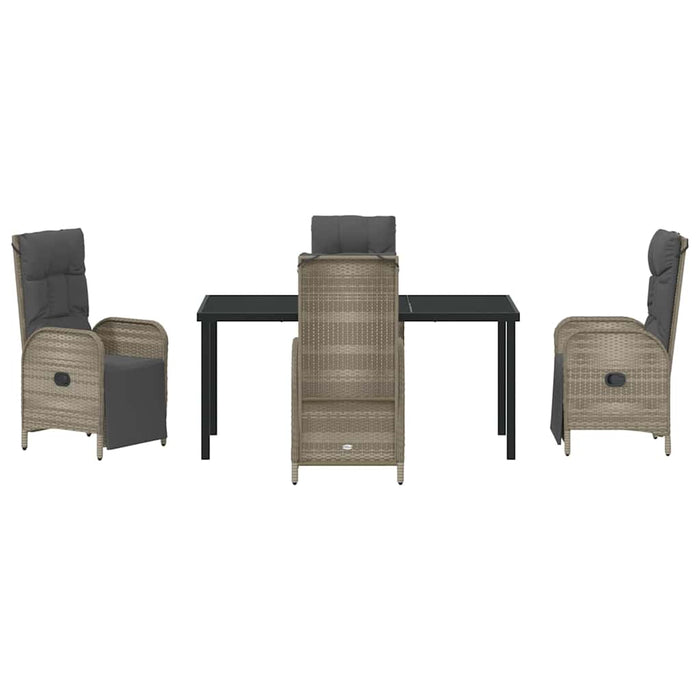 Set de masă pentru grădină cu pernă 5 pcs Gri poliratan - WALTI WALTI