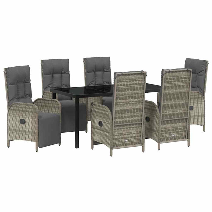 Set de masă pentru grădină cu pernă 7 pcs Gri poliratan - WALTI WALTI