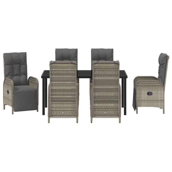Set de masă pentru grădină cu pernă 7 pcs Gri poliratan - WALTI WALTI