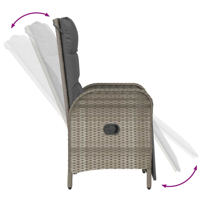 Set de masă pentru grădină cu pernă 7 pcs Gri poliratan - WALTI WALTI