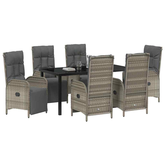 Set de masă pentru grădină cu pernă 7 pcs Gri poliratan - WALTI WALTI
