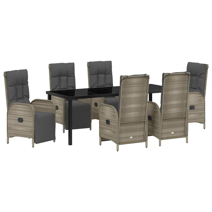Set de masă pentru grădină cu pernă 7 pcs Gri poliratan - WALTI WALTI