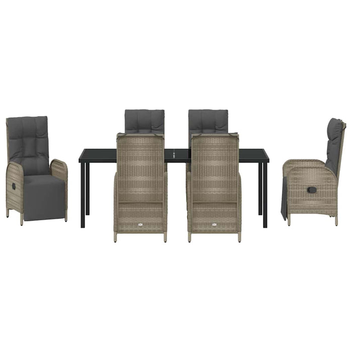 Set de masă pentru grădină cu pernă 7 pcs Gri poliratan - WALTI WALTI