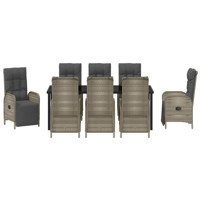 Set de masă pentru grădină cu pernă 9 pcs Gri poliratan - WALTI WALTI
