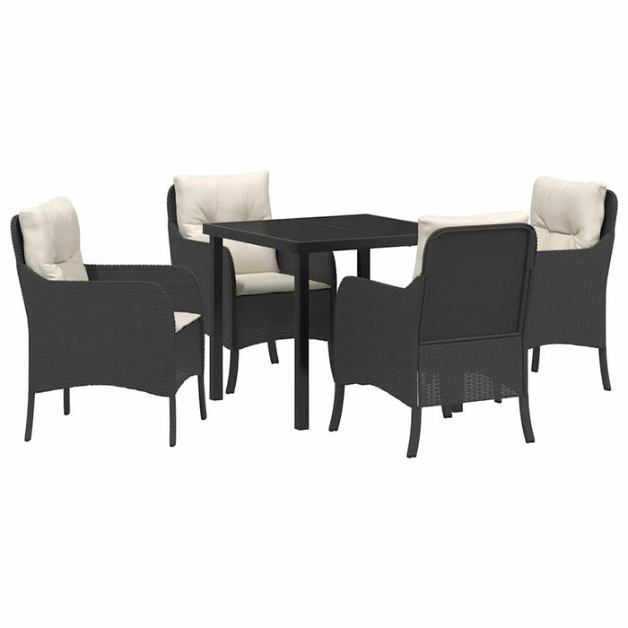 Set de Dining Grădină cu 5 Piese cu Perne Negru Poliratan - WALTI WALTI