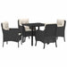 Set de Dining Grădină cu 5 Piese cu Perne Negru Poliratan - WALTI WALTI