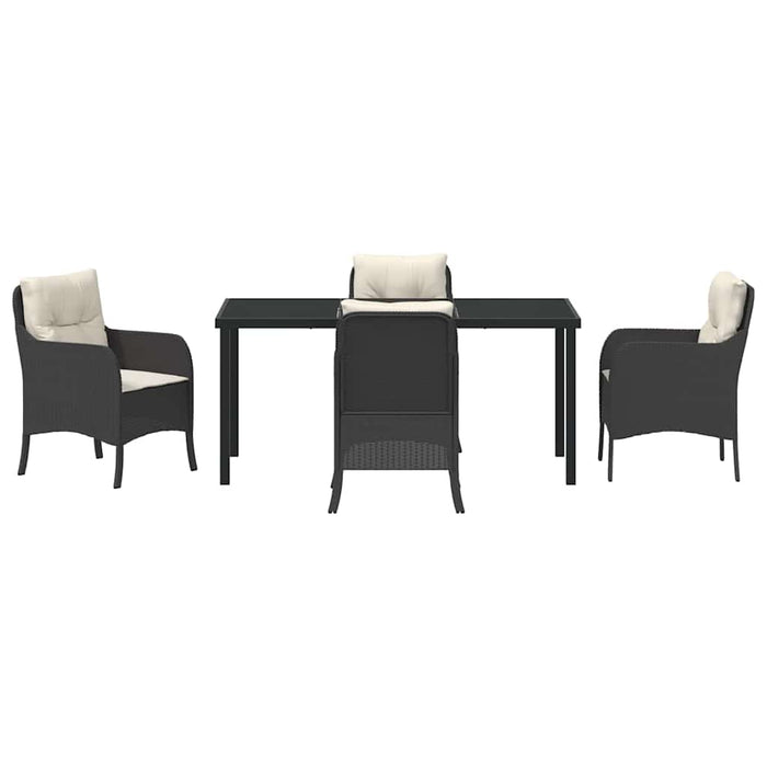 Set de masă pentru grădină cu pernă 5 pcs Negru poliratan - WALTI WALTI