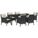 Set de masă pentru grădină cu pernă 7 pcs Negru poliratan - WALTI WALTI