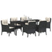 Set de masă pentru grădină cu pernă 7 pcs Negru poliratan - WALTI WALTI