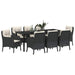 Set de masă pentru grădină cu pernă 9 pcs Negru poliratan - WALTI WALTI