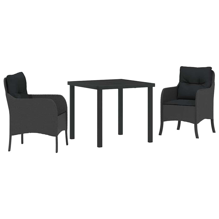 Set de dining de grădină 3 piese cu perne Negru Ratan PE - WALTI WALTI