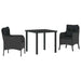 Set de dining de grădină 3 piese cu perne Negru Ratan PE - WALTI WALTI