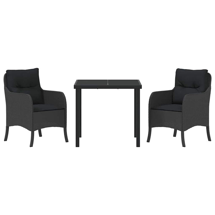 Set de dining de grădină 3 piese cu perne Negru Ratan PE - WALTI WALTI
