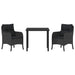 Set de dining de grădină 3 piese cu perne Negru Ratan PE - WALTI WALTI