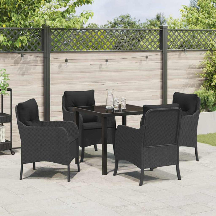 Set de masă pentru grădină cu pernă 5 pcs Negru Rattan poli - WALTI WALTI