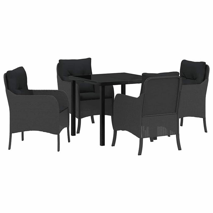 Set de masă pentru grădină cu pernă 5 pcs Negru Rattan poli - WALTI WALTI
