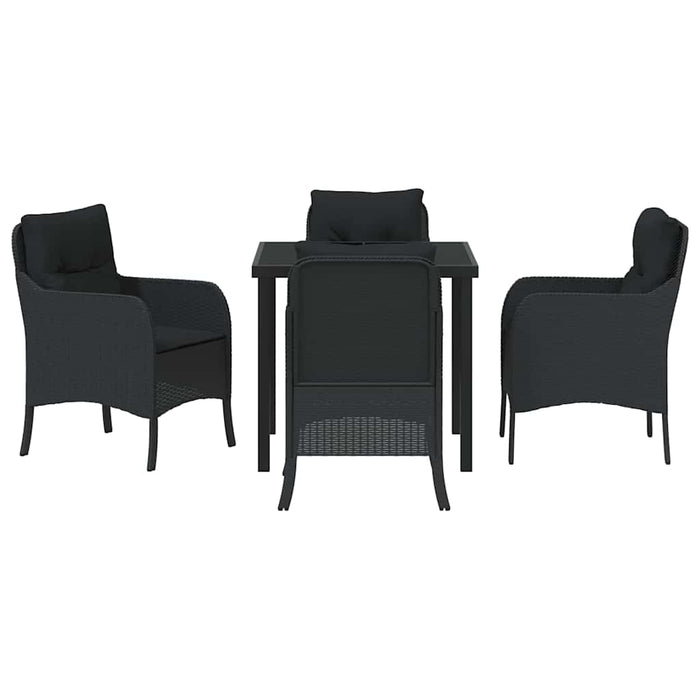 Set de masă pentru grădină cu pernă 5 pcs Negru Rattan poli - WALTI WALTI