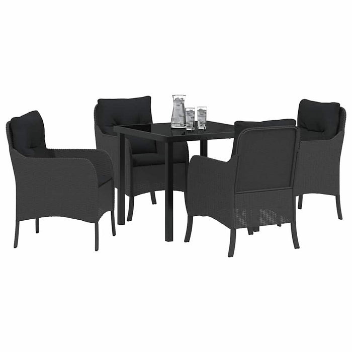 Set de masă pentru grădină cu pernă 5 pcs Negru Rattan poli - WALTI WALTI