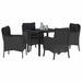 Set de masă pentru grădină cu pernă 5 pcs Negru Rattan poli - WALTI WALTI