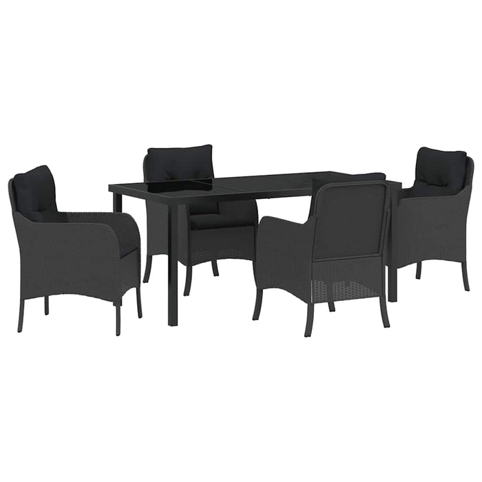 Set de masă pentru grădină cu pernă 5 pcs Negru poliratan - WALTI WALTI
