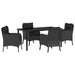 Set de masă pentru grădină cu pernă 5 pcs Negru poliratan - WALTI WALTI