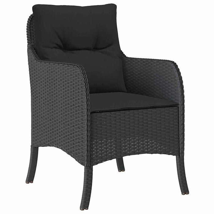 Set de masă pentru grădină cu pernă 5 pcs Negru poliratan - WALTI WALTI