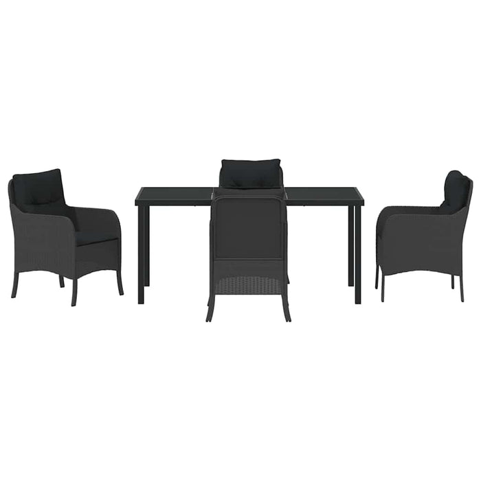 Set de masă pentru grădină cu pernă 5 pcs Negru poliratan - WALTI WALTI