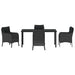 Set de masă pentru grădină cu pernă 5 pcs Negru poliratan - WALTI WALTI