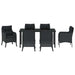 Set de masă pentru grădină cu pernă 7 pcs Negru poliratan - WALTI WALTI