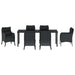 Set de masă pentru grădină cu pernă 7 pcs Negru poliratan - WALTI WALTI