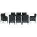 Set de masă pentru grădină cu pernă 9 pcs Negru poliratan - WALTI WALTI