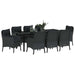Set de masă pentru grădină cu pernă 9 pcs Negru poliratan - WALTI WALTI