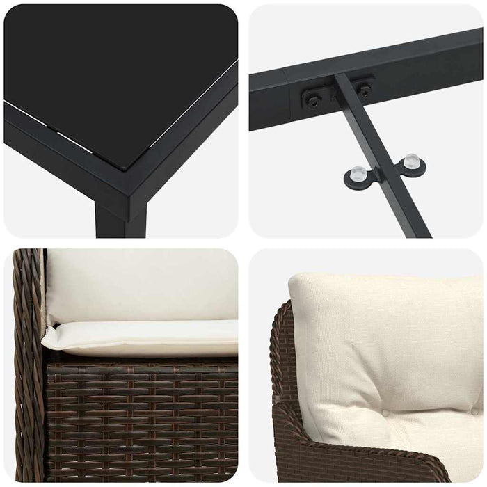 Set de masă pentru grădină cu pernă 7 pcs Maro poliratan - WALTI WALTI