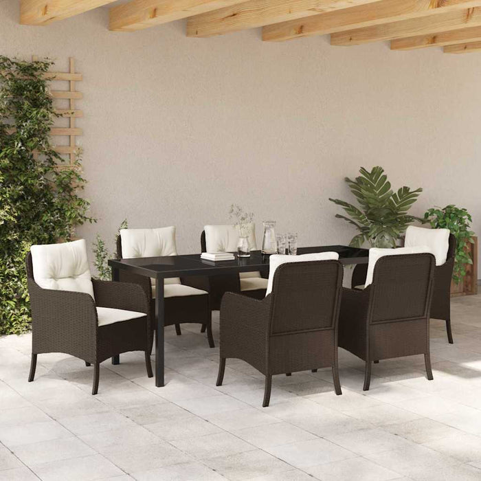 Set de masă pentru grădină cu pernă 7 pcs Maro poliratan - WALTI WALTI