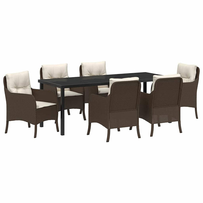Set de masă pentru grădină cu pernă 7 pcs Maro poliratan - WALTI WALTI