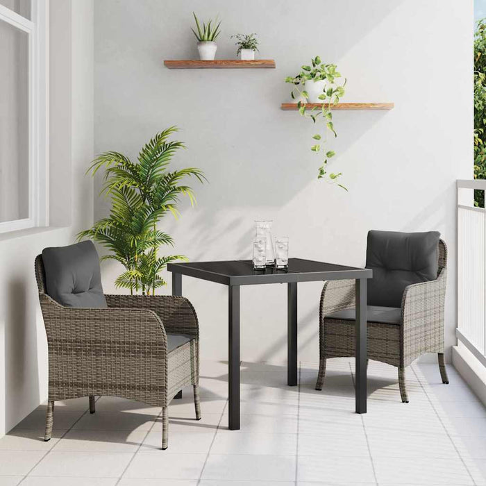 Set de dining de grădină cu perne gri din ratan poli - WALTI WALTI