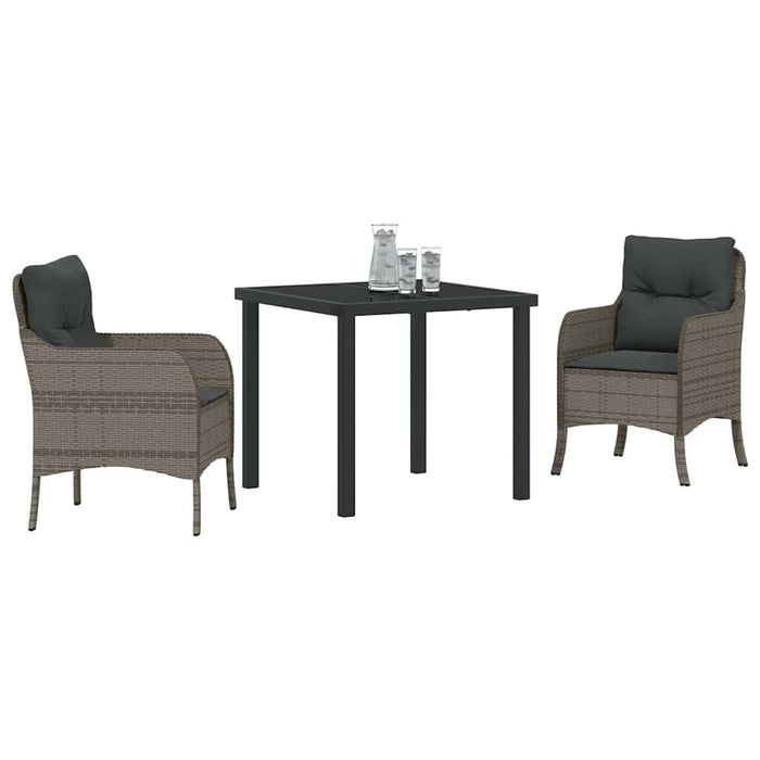 Set de dining de grădină cu perne gri din ratan poli - WALTI WALTI