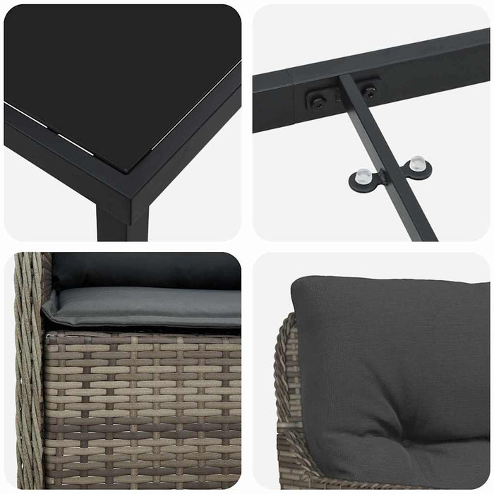 Set de masă pentru grădină cu pernă 5 pcs Gri Rattan poli - WALTI WALTI